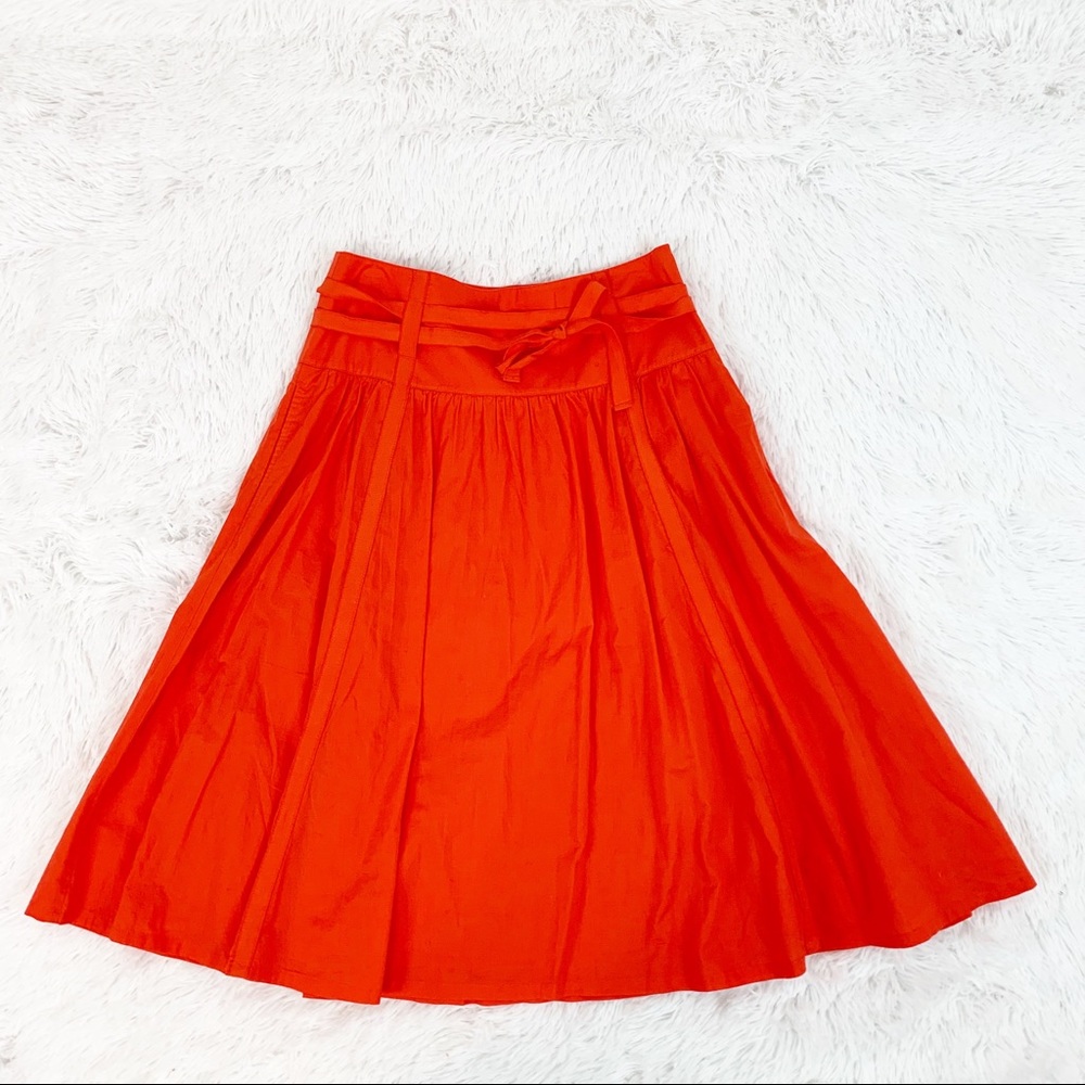 Londonjean swing tie waist‎ cotton midi skirt